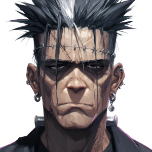 Gritty Anime Frankenstein Vinyl Car Decal Sticker – Waterproof & UV-Resistant 6.826666666666667"