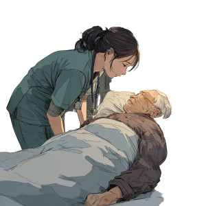 Nurse Assisting Elderly V3 Vinyl Car Decal Sticker – Waterproof & UV-Resistant 3.4133333333333336"