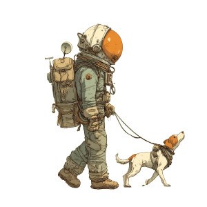 Astronaut Walking Dog V2 Vinyl Car Decal Sticker – Waterproof & UV-Resistant 6.826666666666667"