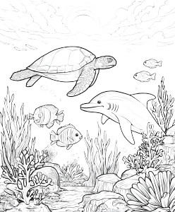 Ocean Coloring Scene Vinyl Car Decal Sticker – Waterproof & UV-Resistant 8.0"