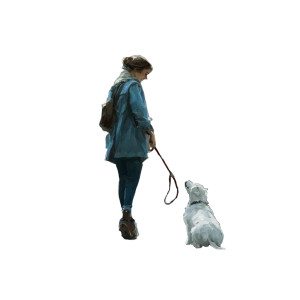 Woman Walking Dog V12 Vinyl Car Decal Sticker – Waterproof & UV-Resistant 6.826666666666667"