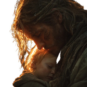 Baby Hugging Jesus Vinyl Car Decal Sticker – Waterproof & UV-Resistant 3.4133333333333336"