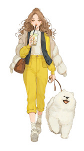 Girl With Samoyed V2 Vinyl Car Decal Sticker – Waterproof & UV-Resistant 4.8533333333333335"