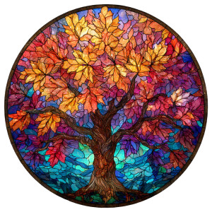 Colorful Stained Glass Tree Vinyl Car Decal Sticker – Waterproof & UV-Resistant 3.4133333333333336"
