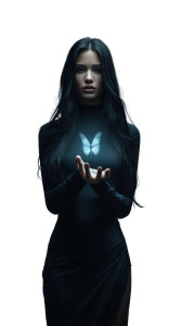 Glowing Butterfly Woman Vinyl Car Decal Sticker – Waterproof & UV-Resistant 9.706666666666667"