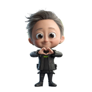 Chibi Jensen Huang Vinyl Car Decal Sticker – Waterproof & UV-Resistant 6.826666666666667"