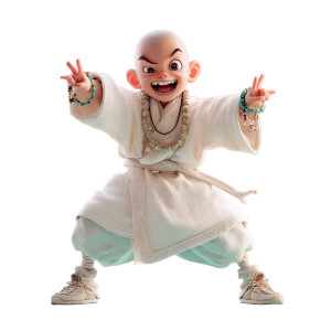 Playful Monk Pose Vinyl Car Decal Sticker – Waterproof & UV-Resistant 6.826666666666667"