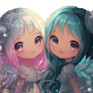 Chibi Angel Girls Vinyl Car Decal Sticker – Waterproof & UV-Resistant 3.4133333333333336"