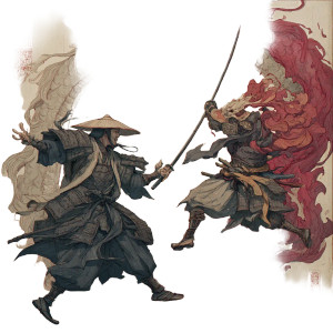 Samurai Vs Dragon V9 Vinyl Car Decal Sticker – Waterproof & UV-Resistant 6.826666666666667"