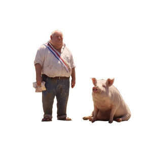 Sweaty Mayor And Pig Vinyl Car Decal Sticker – Waterproof & UV-Resistant 6.826666666666667"