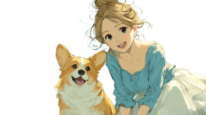 Woman With Corgi V3 Vinyl Car Decal Sticker – Waterproof & UV-Resistant 2.72"