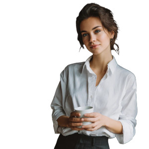 Professional Woman Drinking Coffee Vinyl Car Decal Sticker – Waterproof & UV-Resistant 3.4133333333333336"