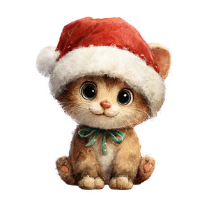 Christmas Kitten Vinyl Car Decal Sticker – Waterproof & UV-Resistant 3.4133333333333336"