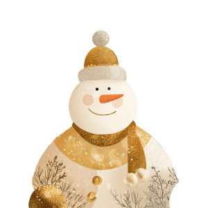 Golden Festive Snowman Vinyl Car Decal Sticker – Waterproof & UV-Resistant 3.4133333333333336"