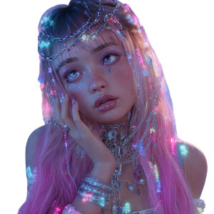 Ethereal Cyber-Goth Girl Vinyl Car Decal Sticker – Waterproof & UV-Resistant 3.4133333333333336"