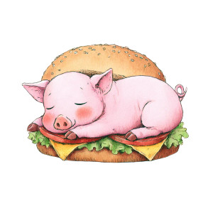 Piglet Burger Vinyl Car Decal Sticker – Waterproof & UV-Resistant 6.826666666666667"