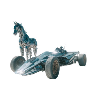 Futuristic Chrome Horse Vinyl Car Decal Sticker – Waterproof & UV-Resistant 3.4133333333333336"