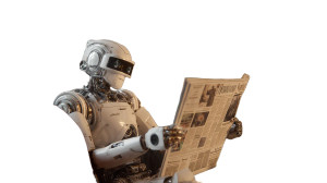 Robot Reading Newspaper V3 Vinyl Car Decal Sticker – Waterproof & UV-Resistant 2.72"