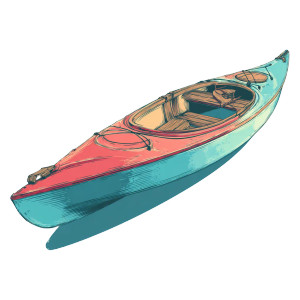 Retro Kayak Art Vinyl Car Decal Sticker – Waterproof & UV-Resistant 3.4133333333333336"