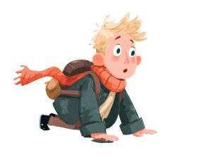 Surprised Boy Falling Vinyl Car Decal Sticker – Waterproof & UV-Resistant 6.1866666666666665"