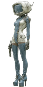 Futuristic Female Enforcer Vinyl Car Decal Sticker – Waterproof & UV-Resistant 5.12"