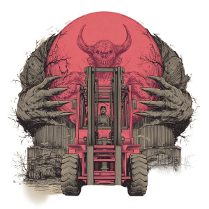 Evil Satan Forklift Vinyl Car Decal Sticker – Waterproof & UV-Resistant 3.4133333333333336"