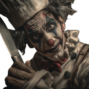 Terrifying Clown Chef Vinyl Car Decal Sticker – Waterproof & UV-Resistant 6.826666666666667"