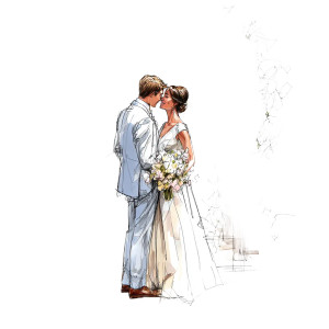 Wedding Sketch Couple Vinyl Car Decal Sticker – Waterproof & UV-Resistant 3.4133333333333336"