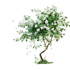 Jasmine Tree Painting Vinyl Car Decal Sticker – Waterproof & UV-Resistant 3.4133333333333336"