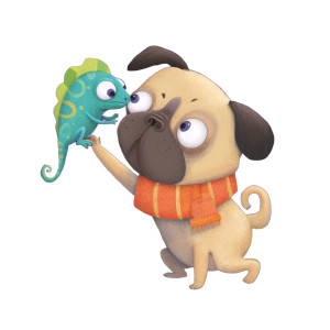 Pug With Chameleon Vinyl Car Decal Sticker – Waterproof & UV-Resistant 6.826666666666667"