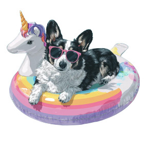 Swimming Corgi Vinyl Car Decal Sticker – Waterproof & UV-Resistant 3.4133333333333336"