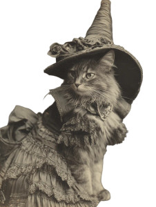 Victorian Witch Cat Vinyl Car Decal Sticker – Waterproof & UV-Resistant 4.1066666666666665"