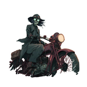 Androgynous Motorcycle Witch Vinyl Car Decal Sticker – Waterproof & UV-Resistant 3.4133333333333336"