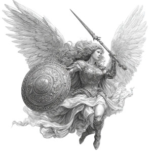 Heroic Angel Warrior Vinyl Car Decal Sticker – Waterproof & UV-Resistant 6.826666666666667"