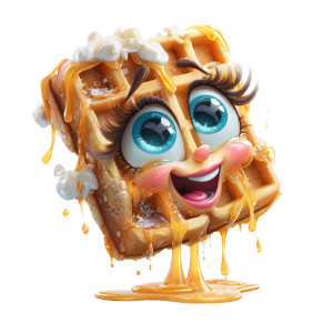 Anthropomorphic Waffle Vinyl Car Decal Sticker – Waterproof & UV-Resistant 3.4133333333333336"