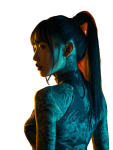 Tattooed Asian Woman Vinyl Car Decal Sticker – Waterproof & UV-Resistant 4.1066666666666665"