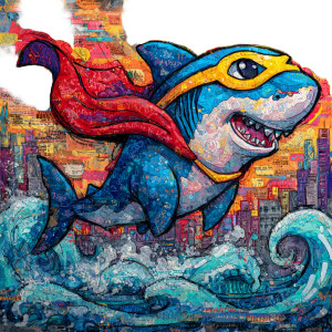 Superhero Shark Vinyl Car Decal Sticker – Waterproof & UV-Resistant 3.4133333333333336" Superhero Shark Vinyl Car Decal Sticker – Waterproof & UV-Resistant 3.4133333333333336"