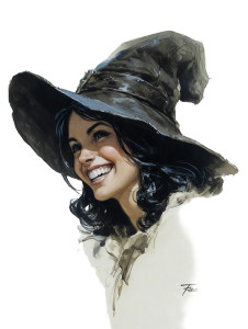 Smiling Witch Portrait Vinyl Car Decal Sticker – Waterproof & UV-Resistant 8.213333333333333"