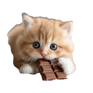 Kitten Eating Chocolate Vinyl Car Decal Sticker – Waterproof & UV-Resistant 3.4133333333333336"