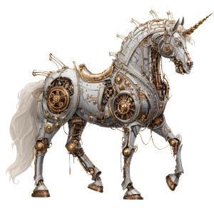 Steampunk Unicorn Vinyl Car Decal Sticker – Waterproof & UV-Resistant 6.826666666666667"