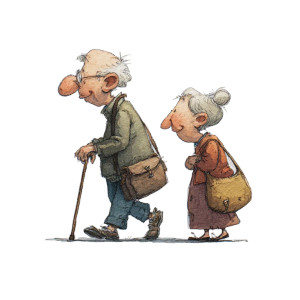 Old Couple Walking V2 Vinyl Car Decal Sticker – Waterproof & UV-Resistant 6.826666666666667"