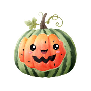 Watermelon Jack-O'-Lantern Vinyl Car Decal Sticker – Waterproof & UV-Resistant 3.4133333333333336"