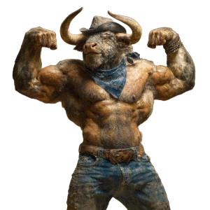 Muscular Minotaur Cowboy V2 Vinyl Car Decal Sticker – Waterproof & UV-Resistant 3.4133333333333336"