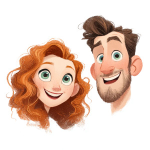 Smiling Cartoon Duo Vinyl Car Decal Sticker – Waterproof & UV-Resistant 3.4133333333333336"