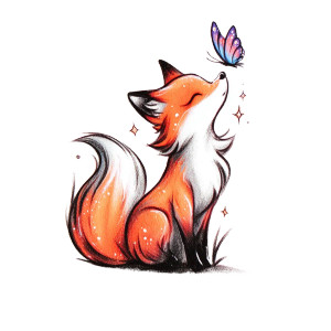 Whimsical Fox Tattoo Vinyl Car Decal Sticker – Waterproof & UV-Resistant 3.4133333333333336"