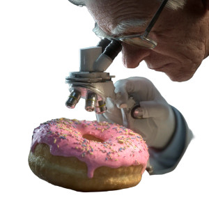 Scientist Examines Donut Vinyl Car Decal Sticker – Waterproof & UV-Resistant 3.4133333333333336"