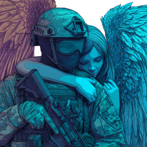 Angel And Soldier Vinyl Car Decal Sticker – Waterproof & UV-Resistant 3.4133333333333336" Angel And Soldier Vinyl Car Decal Sticker – Waterproof & UV-Resistant 3.4133333333333336"