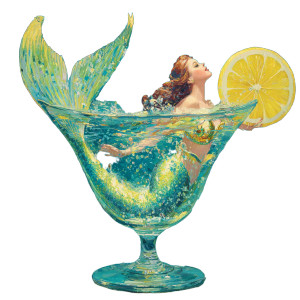 Mermaid In Martini Vinyl Car Decal Sticker – Waterproof & UV-Resistant 3.4133333333333336"