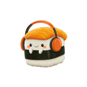 Sushi With Headphones Vinyl Car Decal Sticker – Waterproof & UV-Resistant 3.4133333333333336"