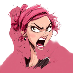 Angry Cartoon Woman V2 Vinyl Car Decal Sticker – Waterproof & UV-Resistant 3.4133333333333336"